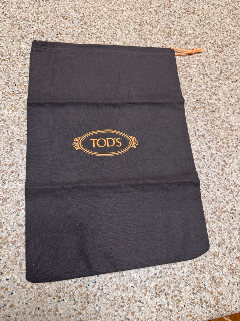 TOD'S Brown and Orange Drawstring Dust Bag with Logo
